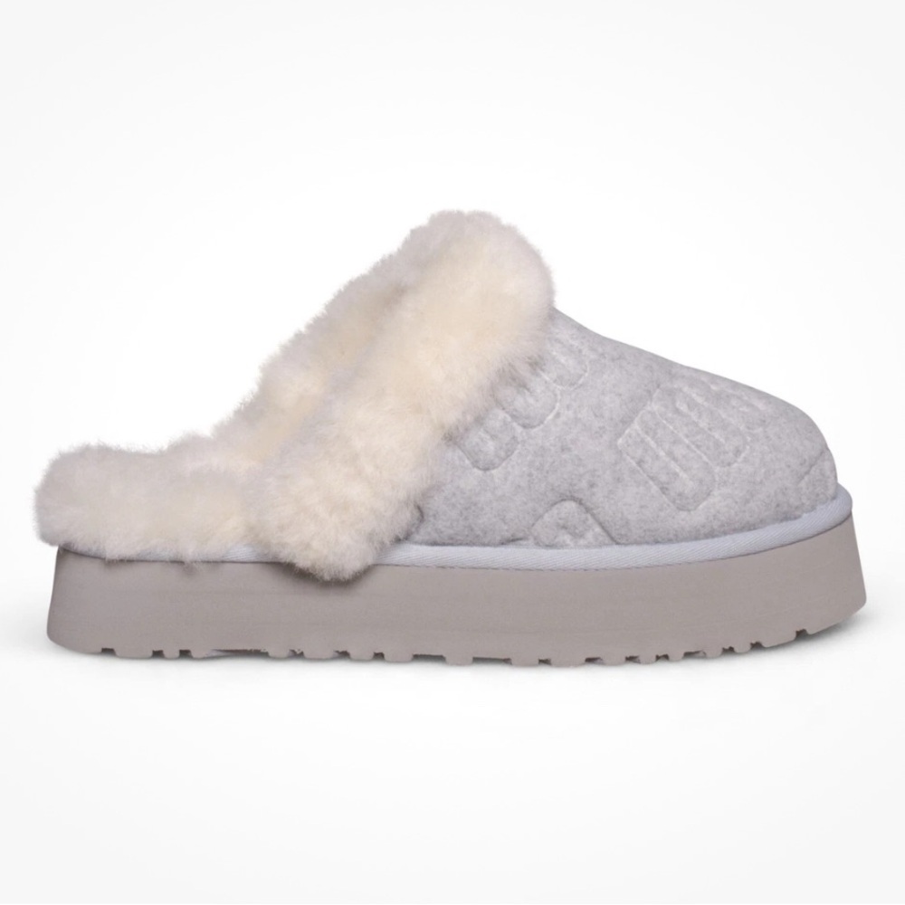 UGG DISQUETTE FELTED GREY SHEARLING COMFORT WOMEN'S SLIPPERS SIZE US 7